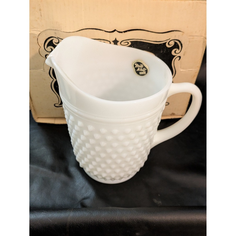 Anchor Hocking Milk White Hobnail Water Set 7 Piece Pitcher & Tumblers with Box - Picture 3 of 16